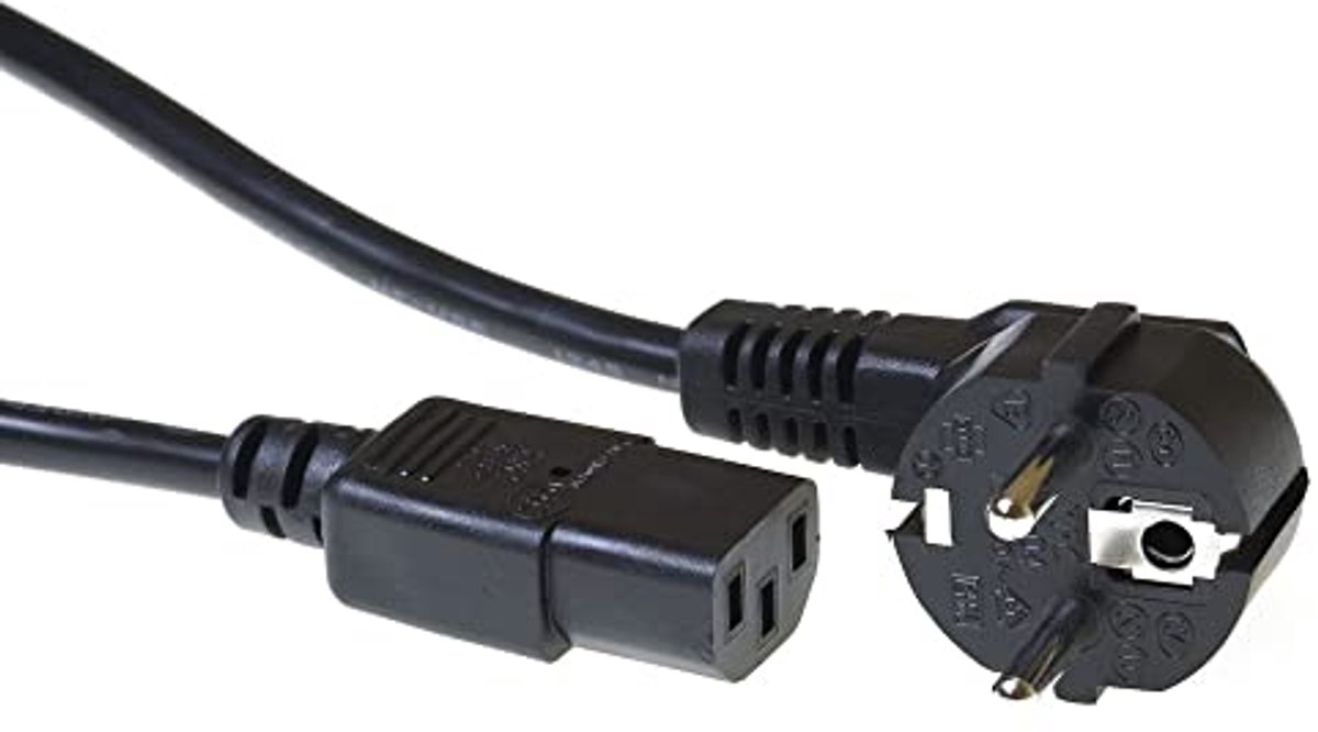Netsnoer CEE 7/7 male (haaks) - C13 zwart 4 m
