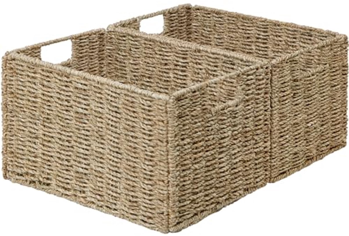 Set van 2 handgeweven rieten opbergmanden voor optimale organisatie