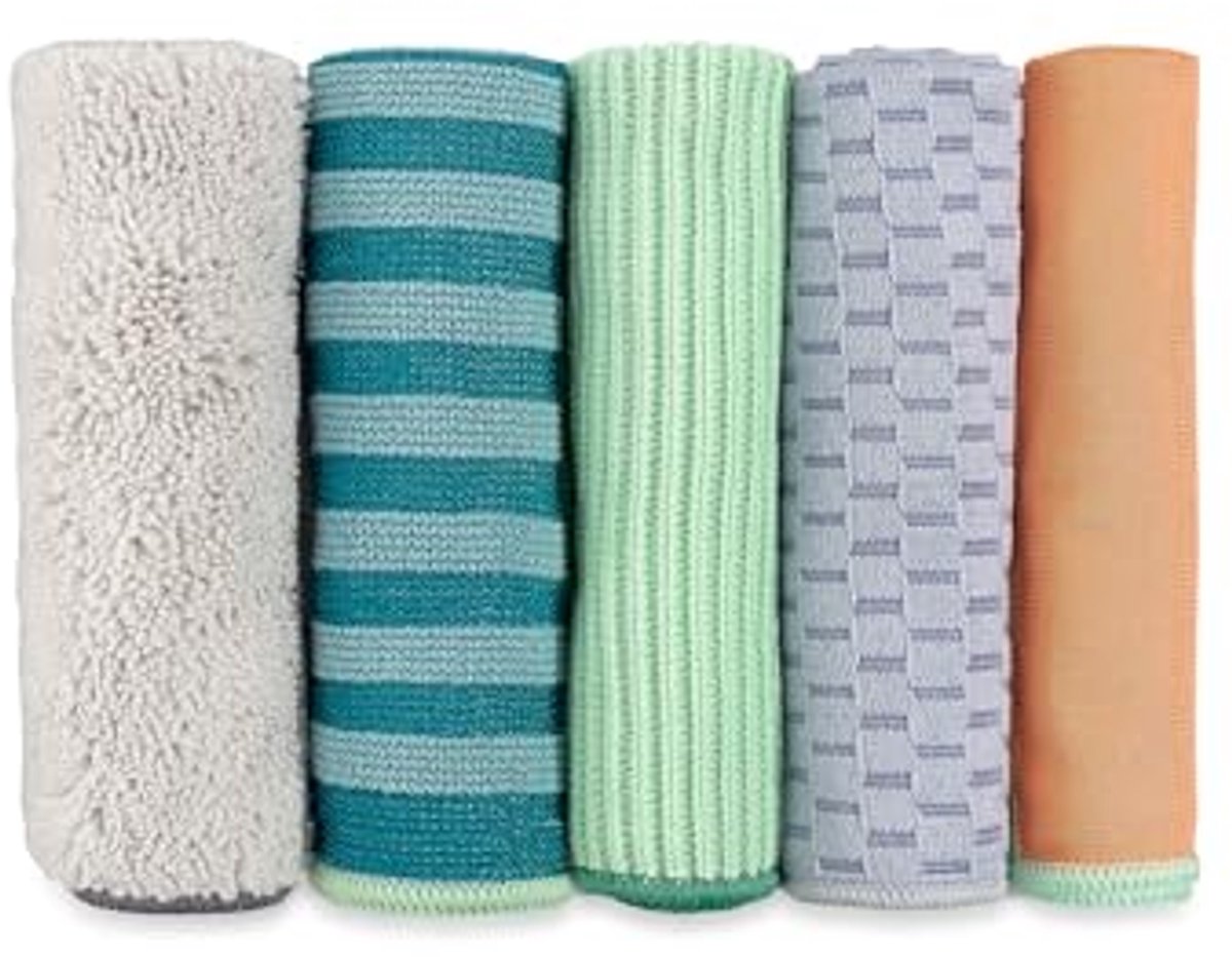 Multifunctionele Set van 5 Recyclebare Microvezeldoeken - Duurzaam Schoonmaken