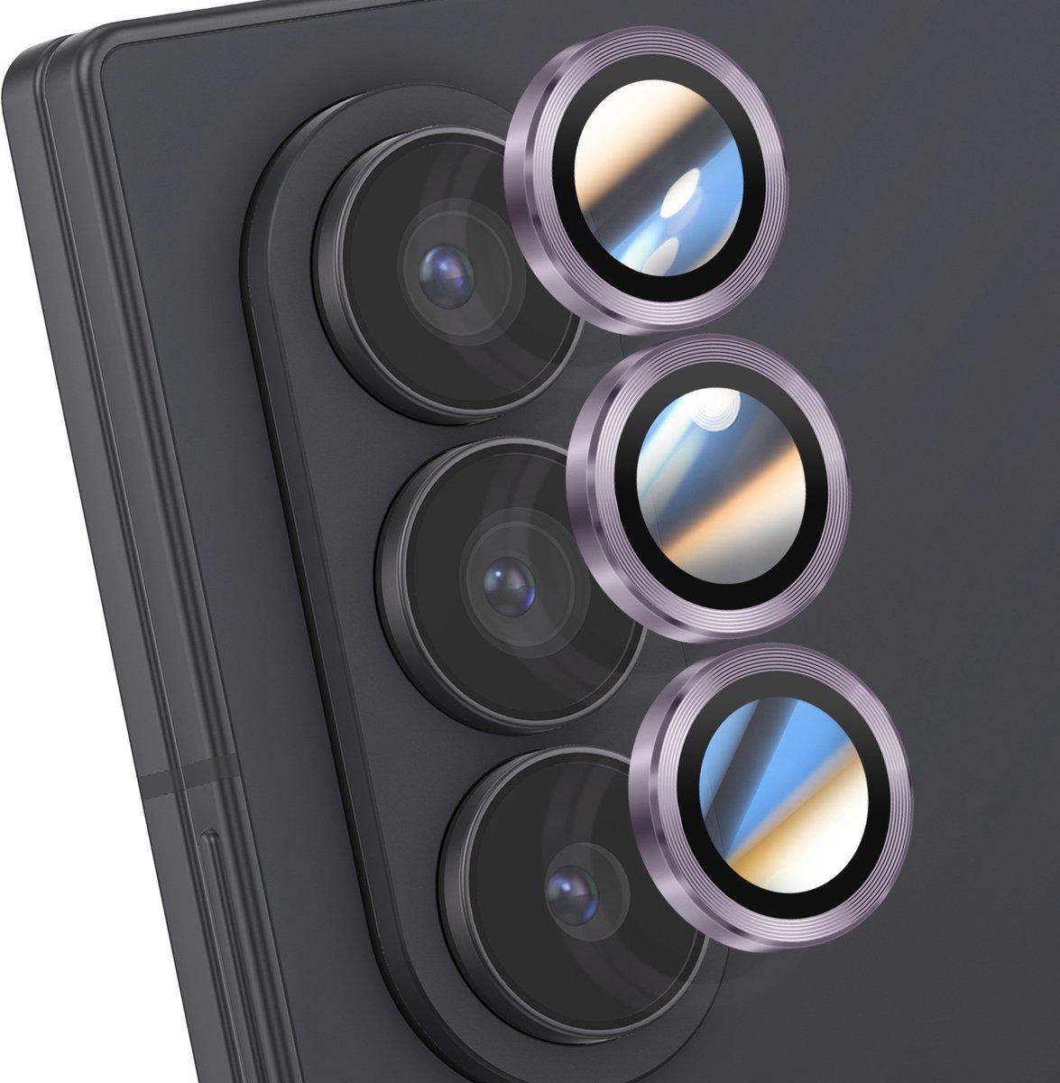 ENKAY, Camerabescherming Geschikt voor Samsung Galaxy Z Fold 7 Drievoudige lens, Paars