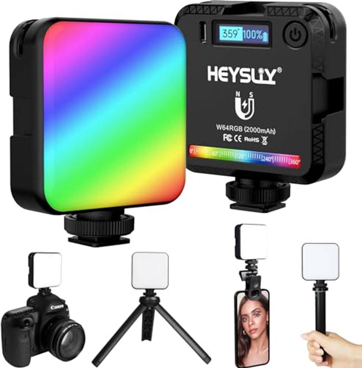Draagbare RGB Fotolamp met Mini Statief en Dimbare LED Verlichting voor Videoproducties