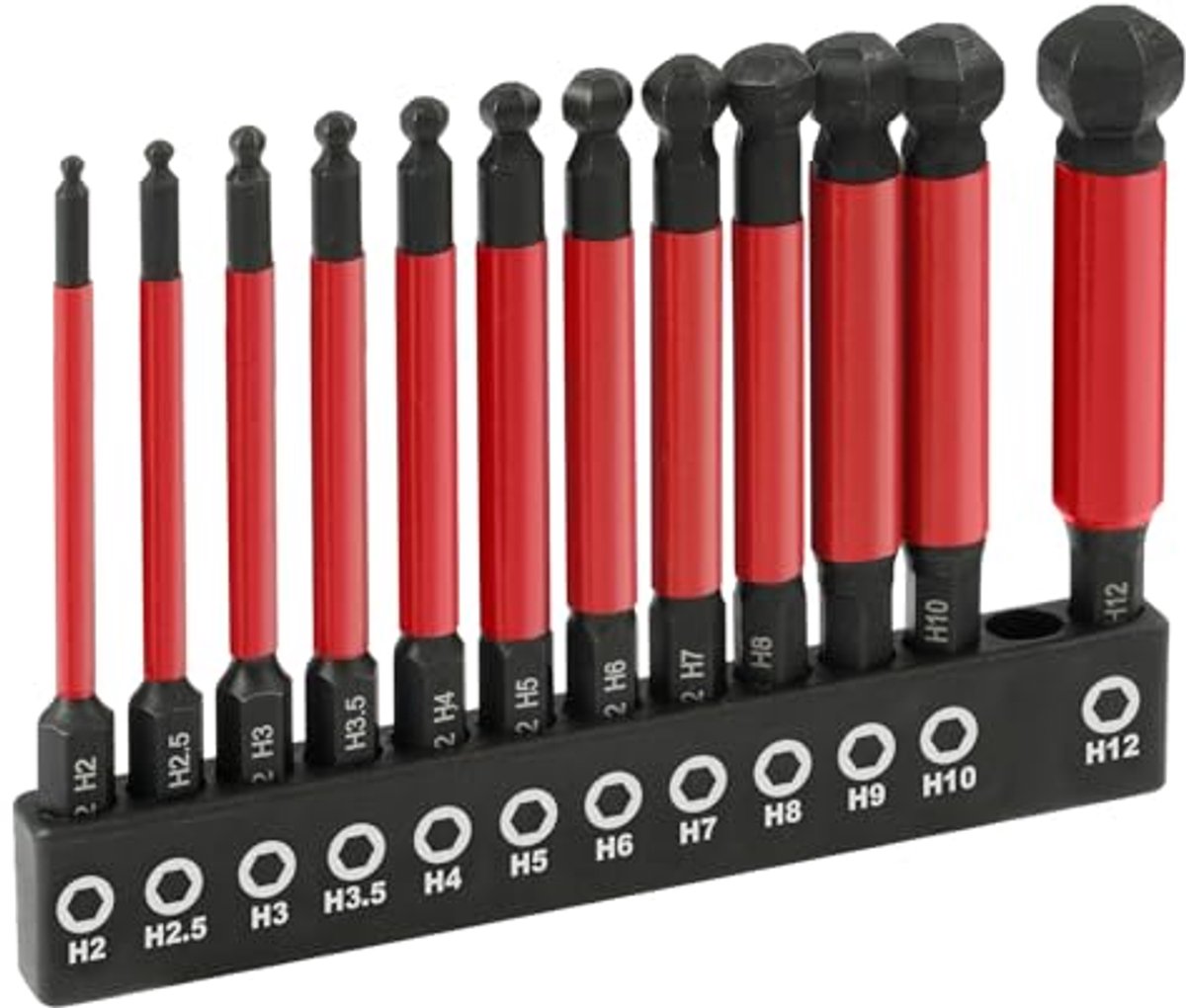 Zeskantschroevendraaier Bits Set 12 Stuks - Magnetische S2 Stalen Inbussleutel voor Meubelmontage