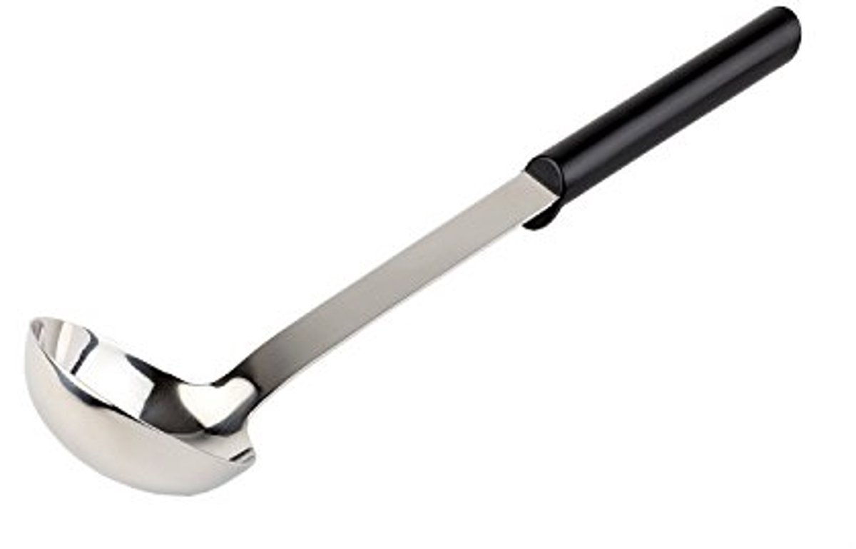 Ergonomische pollepel met antislip handgreep - RVS serveerlepel 35 cm