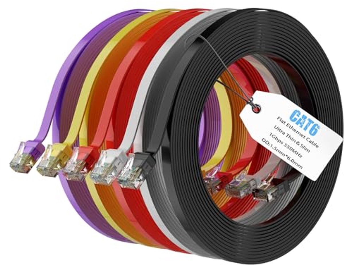 Cat6 Ethernet-kabel 1,5 meter - 5 Stuks Multi-kleur met Hoge Snelheid en Kabelbinders