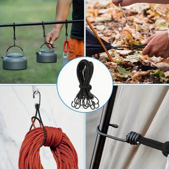Spanelastiek met haak - 25 st- 13 cm - Zwart - tent - boot - schaduwdoek van ProPlus — afbeelding 4