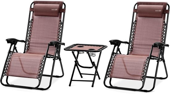 Relaxdays tuinstoel set van 2, houtlook, weerbestendig & stabiel, kunststof, metalen frame, stabiele balkonstoel, bruin