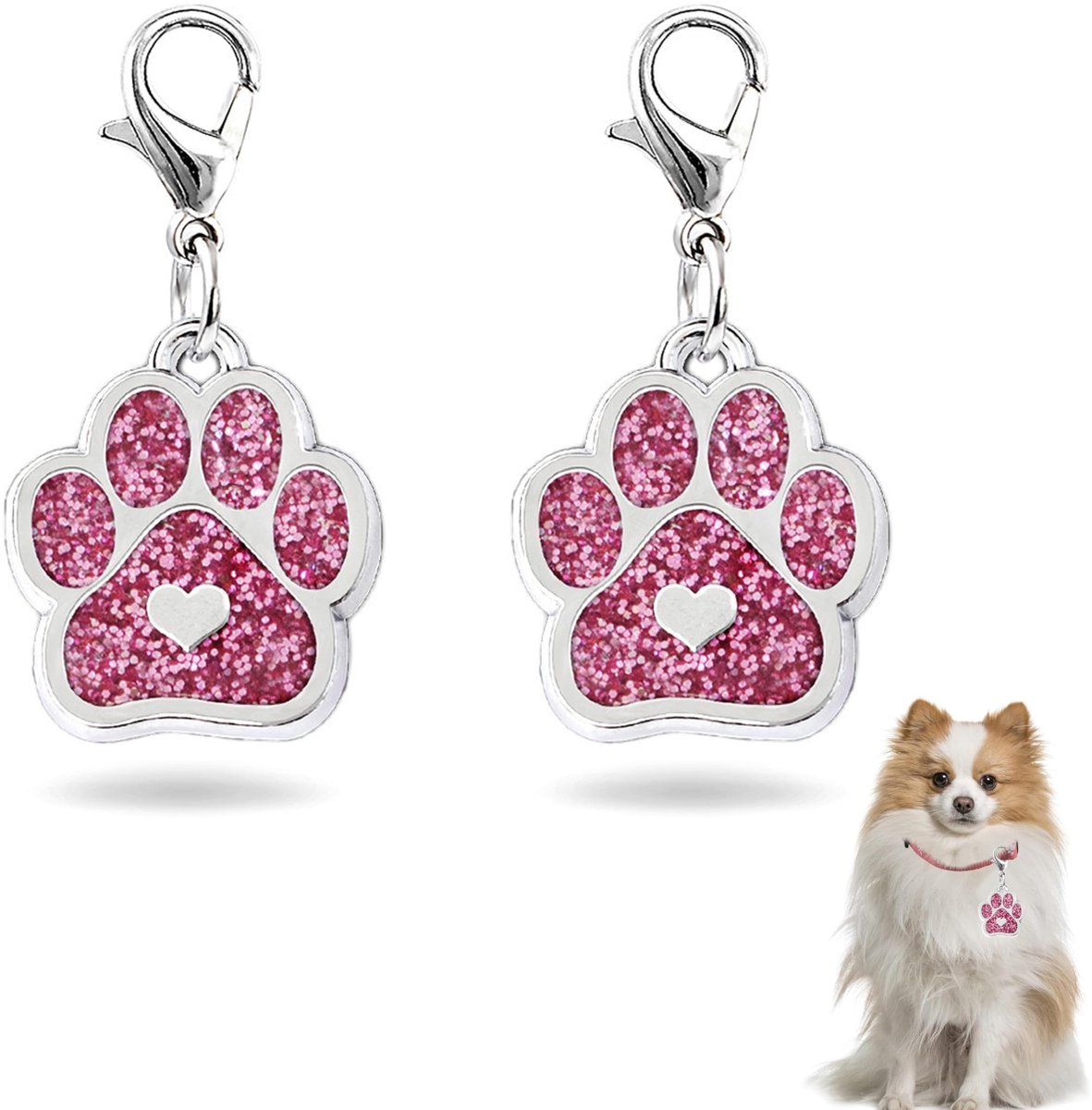 2 x Emaille Kattenpoot Hanger - Met Karabijnhaak - DIY Sieraden