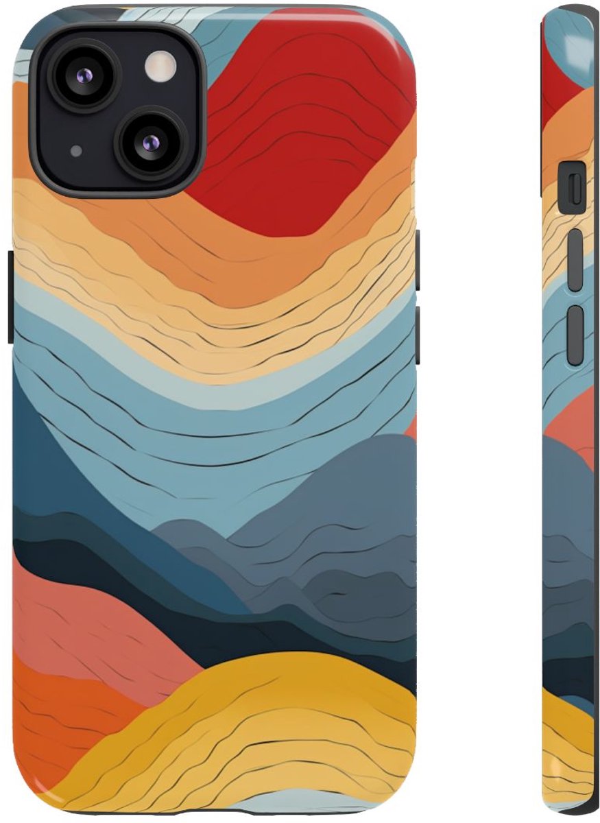 Abstracte Kleurrijke Bergen – Telefoonhoesje Geschikt voor iPhone 13
