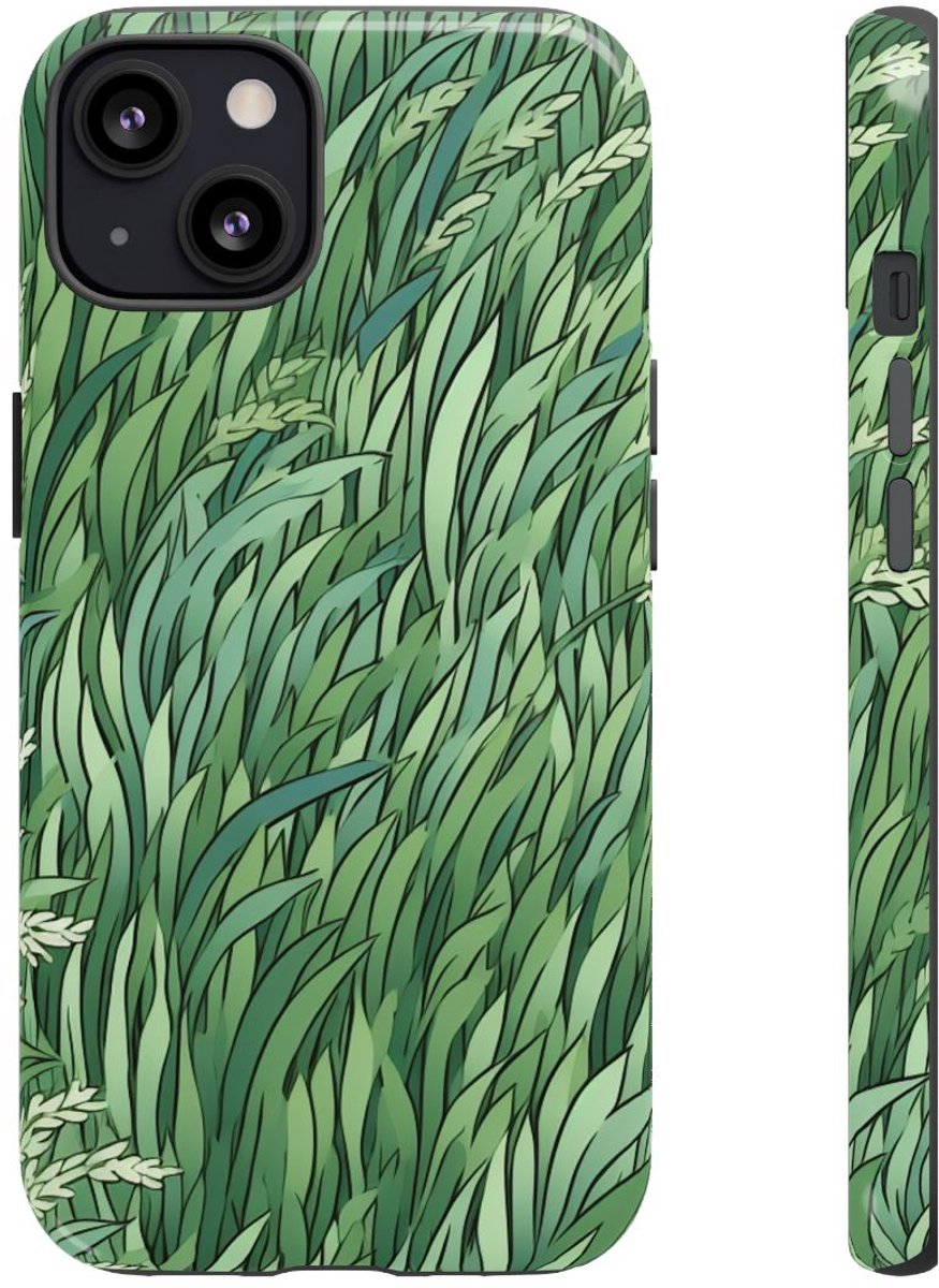 Weelderig Groen Graspatroon – Telefoonhoesje Geschikt voor iPhone 13