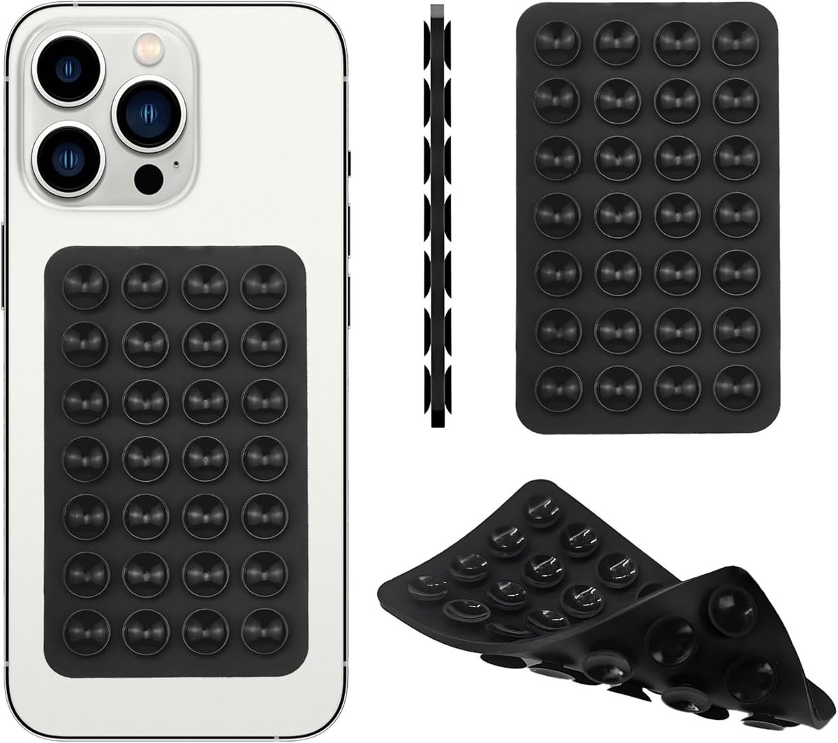 Silicone Suction Cup Telefoonhouders Zwart - siliconen telefoonhoes met zuignap - handsfree telefoon grip - silicone telefoonhouder voor iPhone en Android