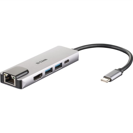 D-Link DUB-M520 notebook dock & poortreplicator Bedraad Thunderbolt 3 Aluminium, Zwart