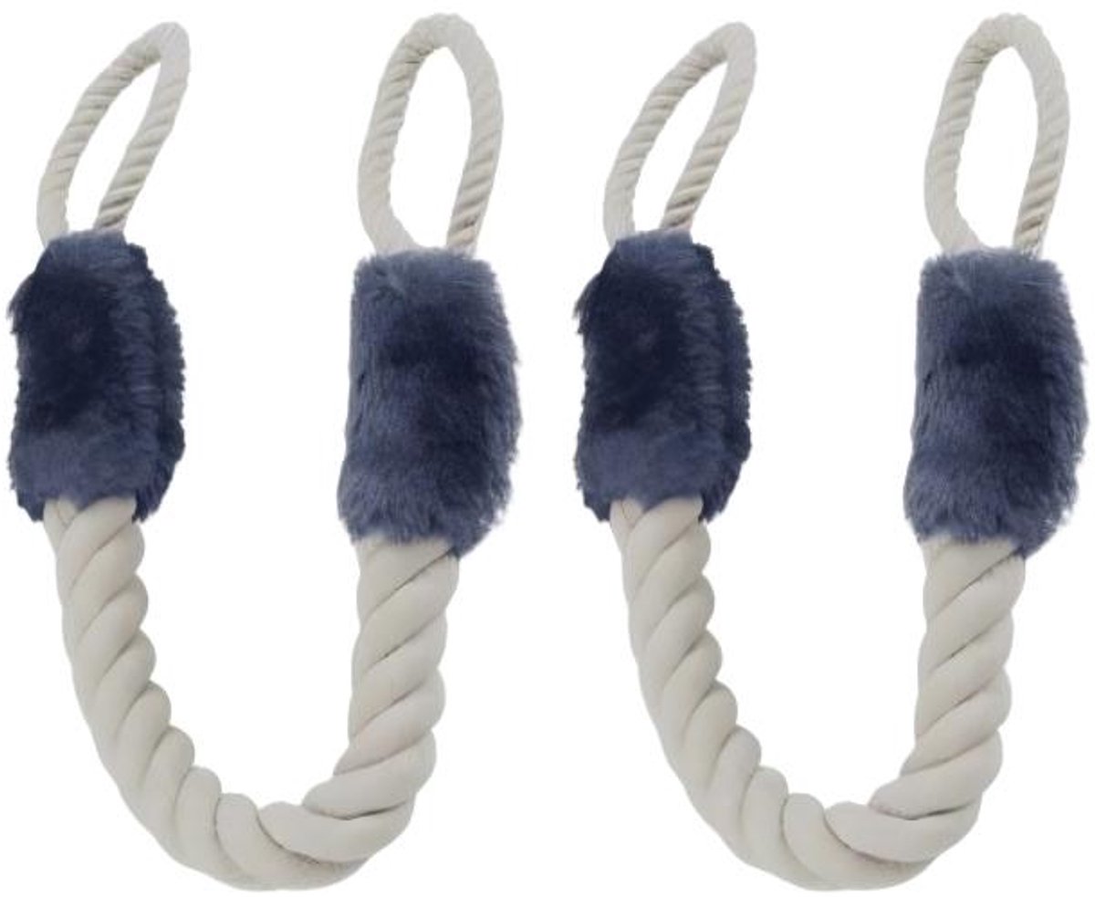 Image of 2-Pack Deurstopper - Katoenen Deurkoord - Huisdierbescherming - Kind & Baby - Zacht & Wasbaar - Deurkoord - Kindervingerbescherming - Lengte 60 cm - Blauw