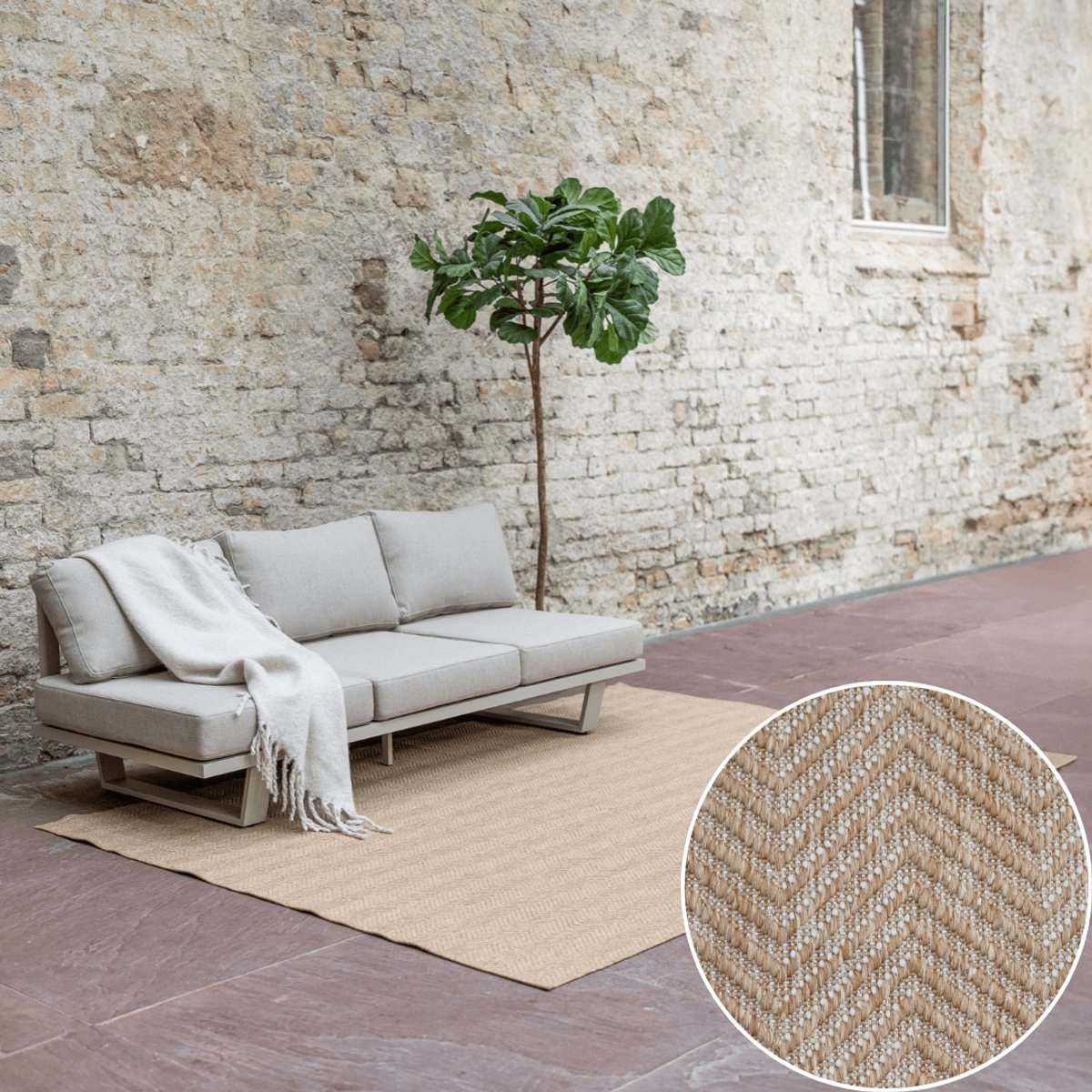 Jute buitenkleed Naturel ZigZag - 160 x 230 cm - (M)