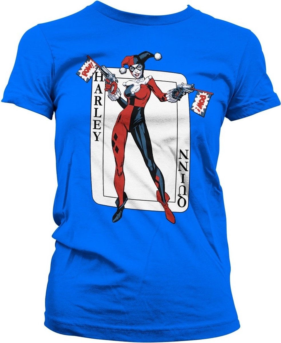 Harley Quinn Card Games Girly Tee Damen T-Shirt Blue-M