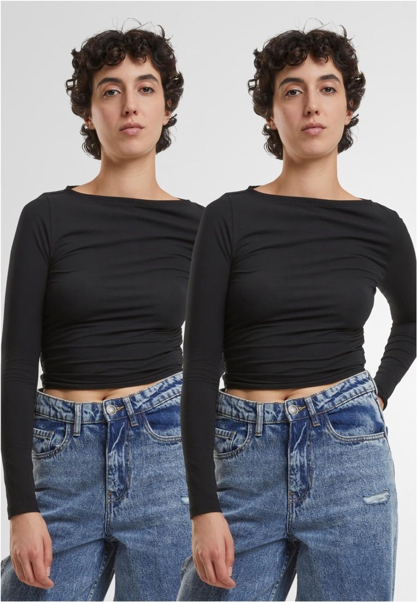 Urban Classics Ruffled Super Slim 2-pack Longsleeve top 5XL Zwart