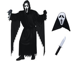 Joya Party® Verkleedkostuum Volwassenen | Compleet met Gewaad, Masker & Mes | Halloween Kostuum Horror | Ghost Geest Outfit Volwassenen | Magare Hein Gewaad | Horror Verkleedkleding Mannen & Vrouwen | Maat M