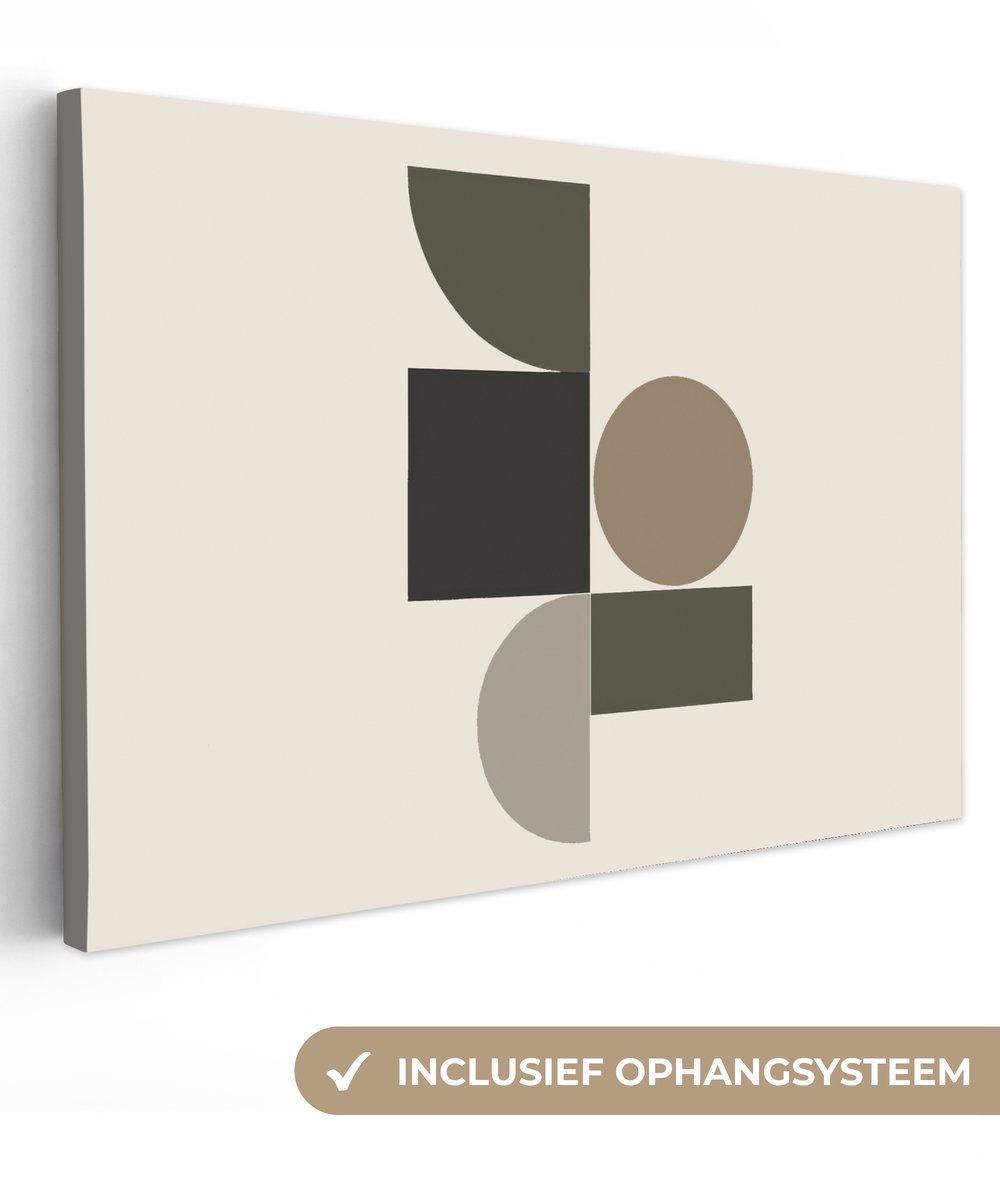 Canvas schilderij 30x20 cm - Wanddecoratie Aardetinten - Abstracte compositie - Eenvoudige vormen - Muurdecoratie woonkamer - Slaapkamer decoratie - Kamer accessoires - Schilderijen op canvas