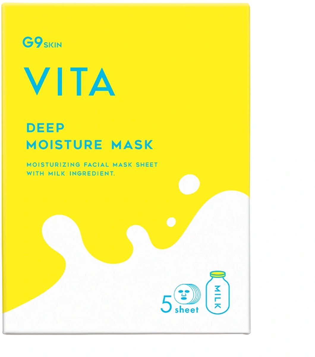 G9SKIN Vita Deep Moisture Mask / hydraterend bladmasker met vitaminen en melkeiwit voor het gezicht 5 st.