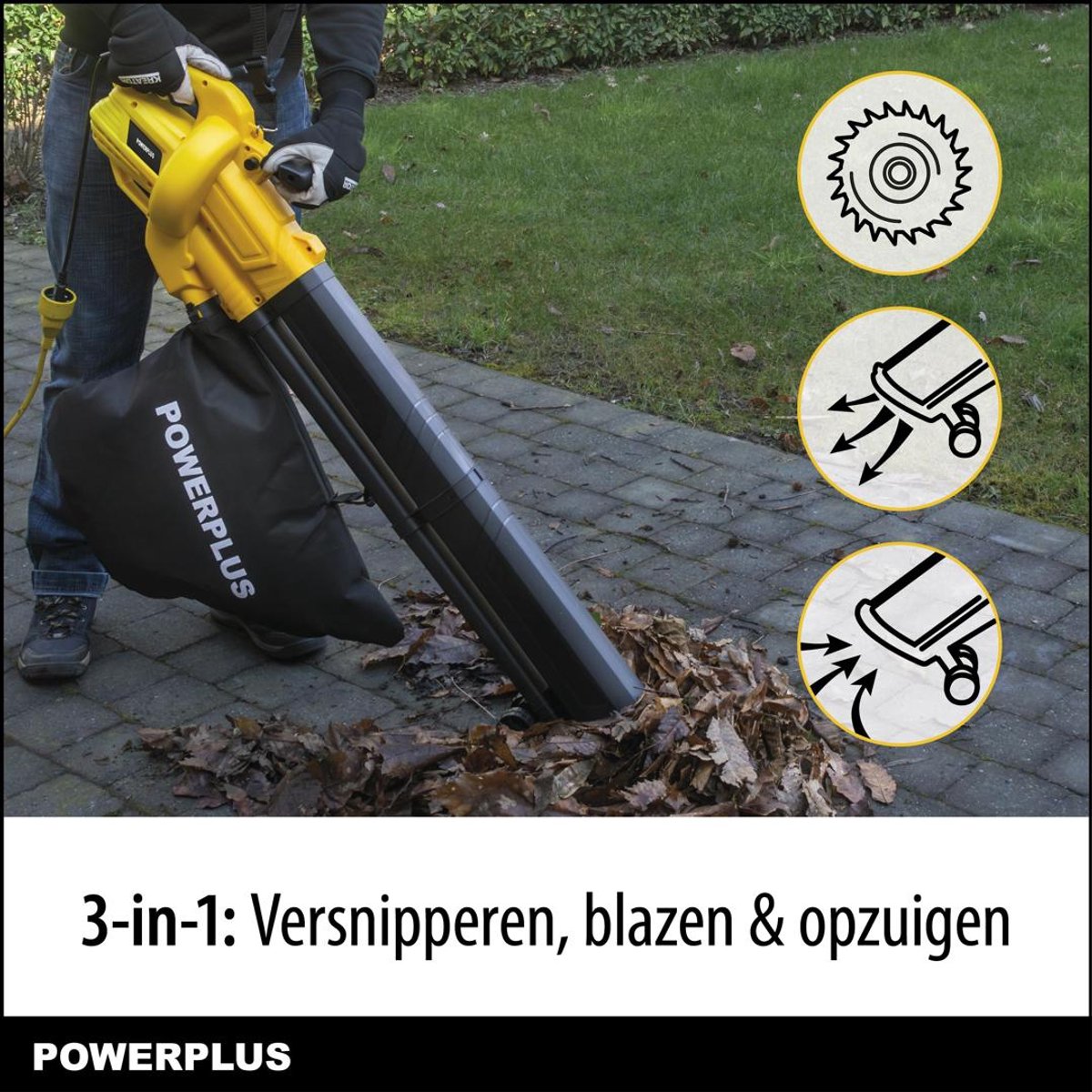 Powerplus Elektrische bladblazer POWEG4030 - 3300 W Elektrische bladblazer - maximale luchtsnelheid 250 km/h - tuingereedschap – foto 4