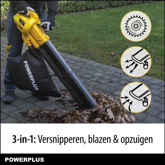 VONROC Soplador de hojas 3 en 1 3300W - para soplar, aspirar y triturar