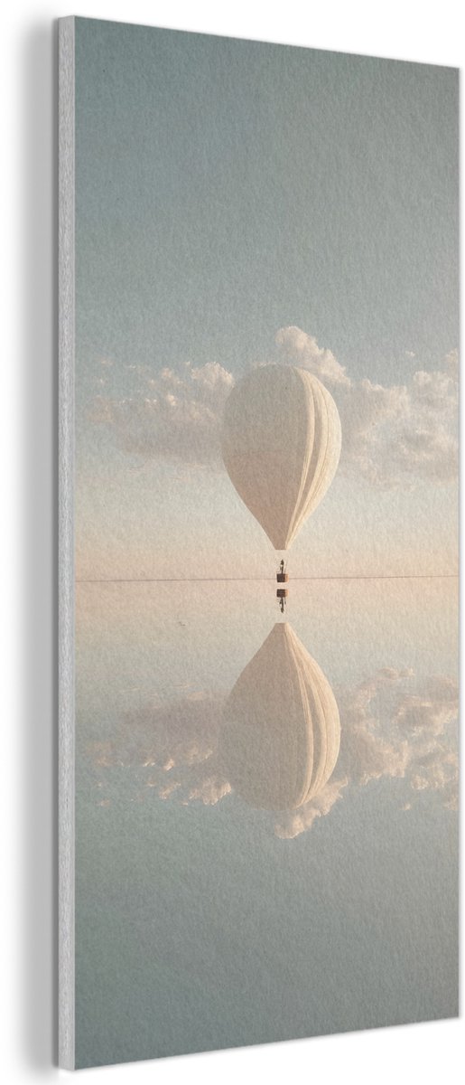 Akoestisch wandpaneel 40x80 cm - Vilt schilderij Luchtballon - Wolken - Water - Blauw - Akoestische panelen - Geluidsdempende wanddecoratie - Geluidsisolatie woonkamer - Muurdecoratie geluidspanelen