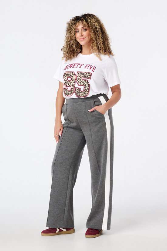 MS Mode Broek Wijde pantalon met contraststreep bol