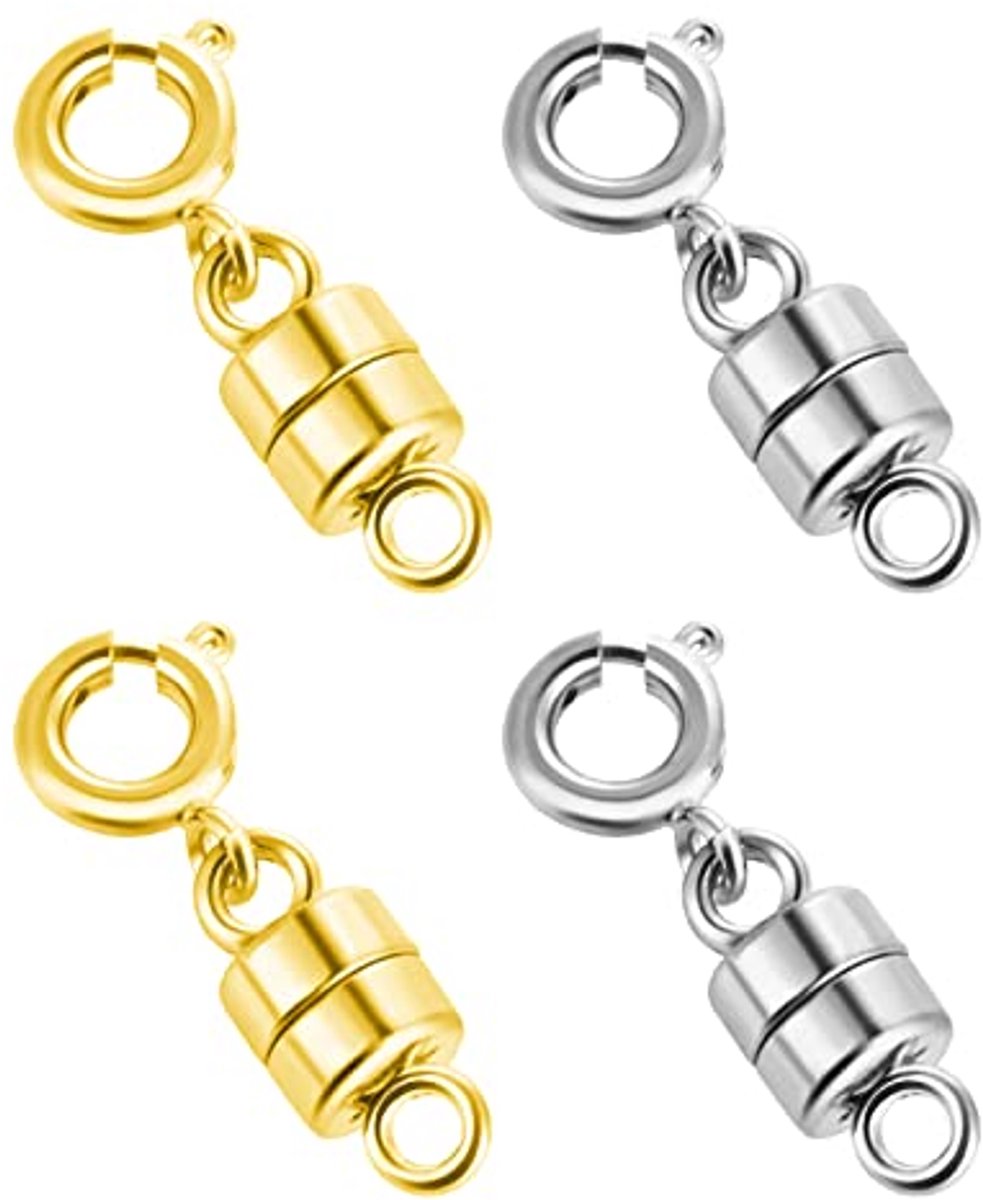 Magnetische Ketting Sluitingen - 4 Stuk Sieraden Connectoren voor Armbanden en Ketten (Goud en Zilver)