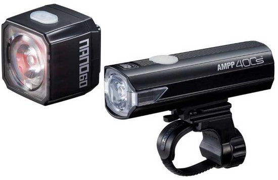 Cateye Ampp400s + Nano60 Lichtset - Verlichting Fiets - Lumens: 400/60 - USB Oplaadbaar - Zwart — afbeelding 2