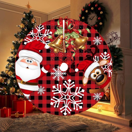 Christmas Tree Skirt - 48" Sisal Tree Skirt met Santa Claus - Snow Box Tree Skirt Mat voor Kerst, Feest, Vakantie, Nieuwjaar Decoratie en Thuisdecor