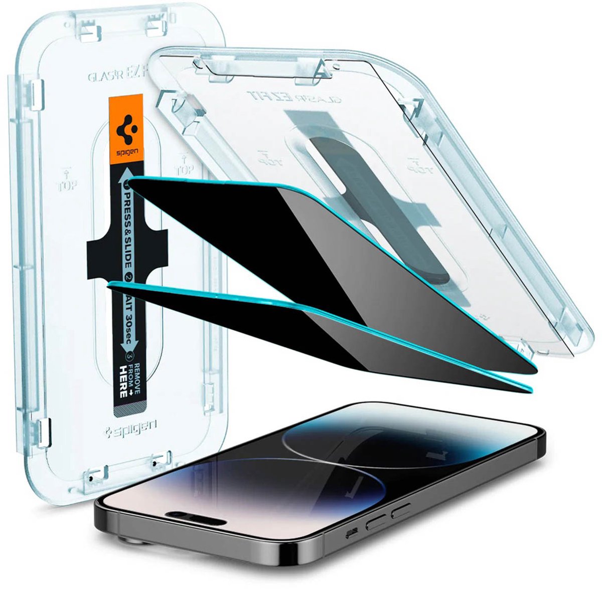 Spigen EZ Fit Glas.tR iPhone 14 Pro Privacy Screen Protector 2-Pack