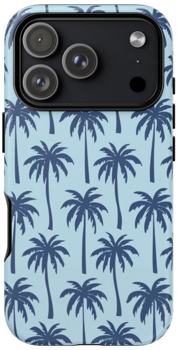 Blauw Palmbomenpatroon – Telefoonhoesje Geschikt voor iPhone 17 Pro