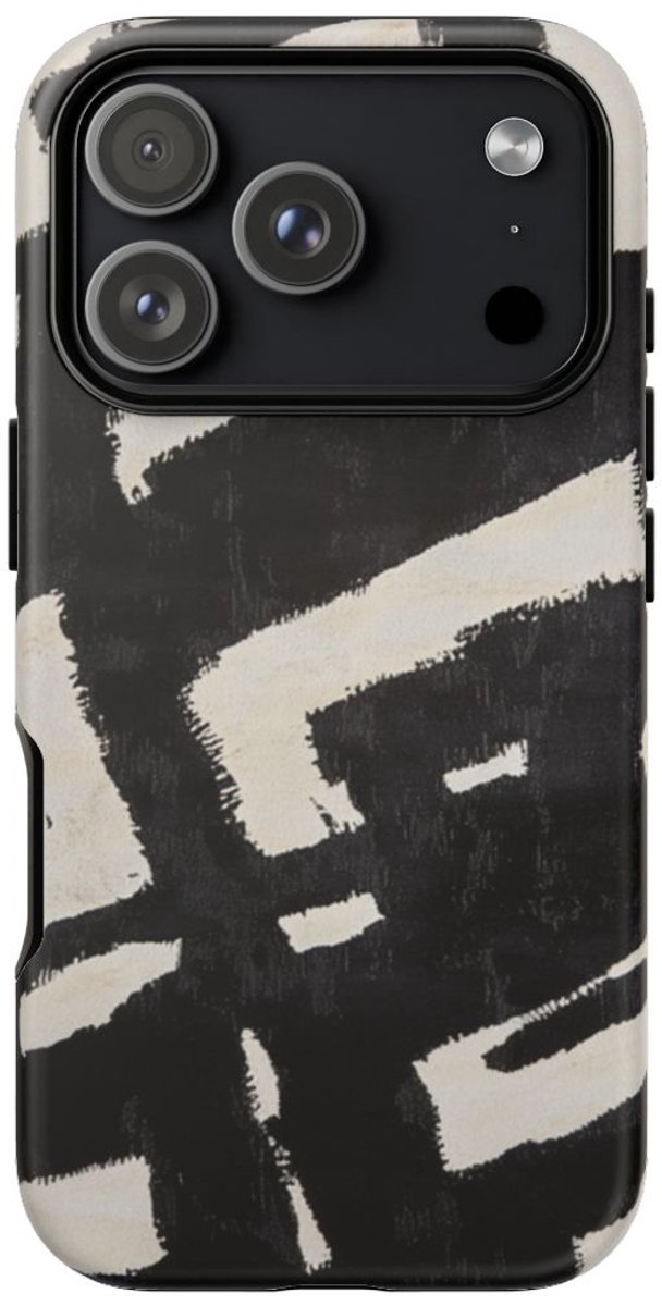 Abstract Zwart-Crèmekleurig Patroon – Telefoonhoesje Geschikt voor iPhone 17 Pro