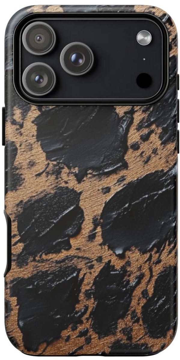 Zwart-Bruin Dierenprint Textuur – Telefoonhoesje Geschikt voor iPhone 17 Pro Max