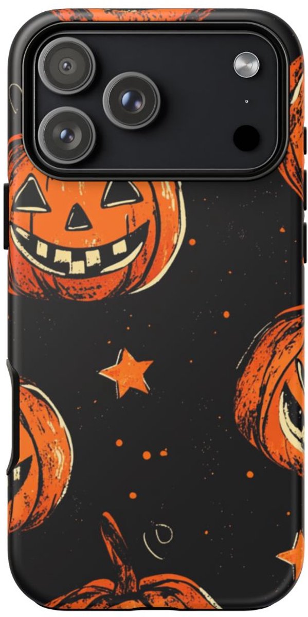 Grunge Halloween Pompoenenpatroon – Telefoonhoesje Geschikt voor iPhone 17 Pro Max