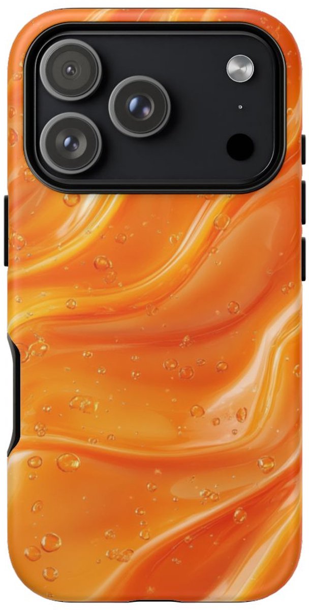 Oranje Vloeibare Abstracte Golf – Telefoonhoesje Geschikt voor iPhone 17 Pro