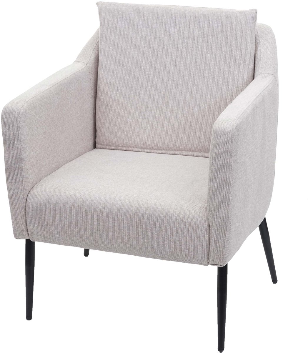 MCW Lounge fauteuil MCW-H93a, fauteuil cocktail fauteuil relax fauteuil ~ stof/textiel crème-beige