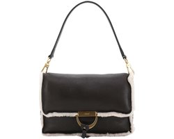 abro schoudertas Leather Shearling Reversible Shoulder Bag Temi Dark Brown / White donkerbruin