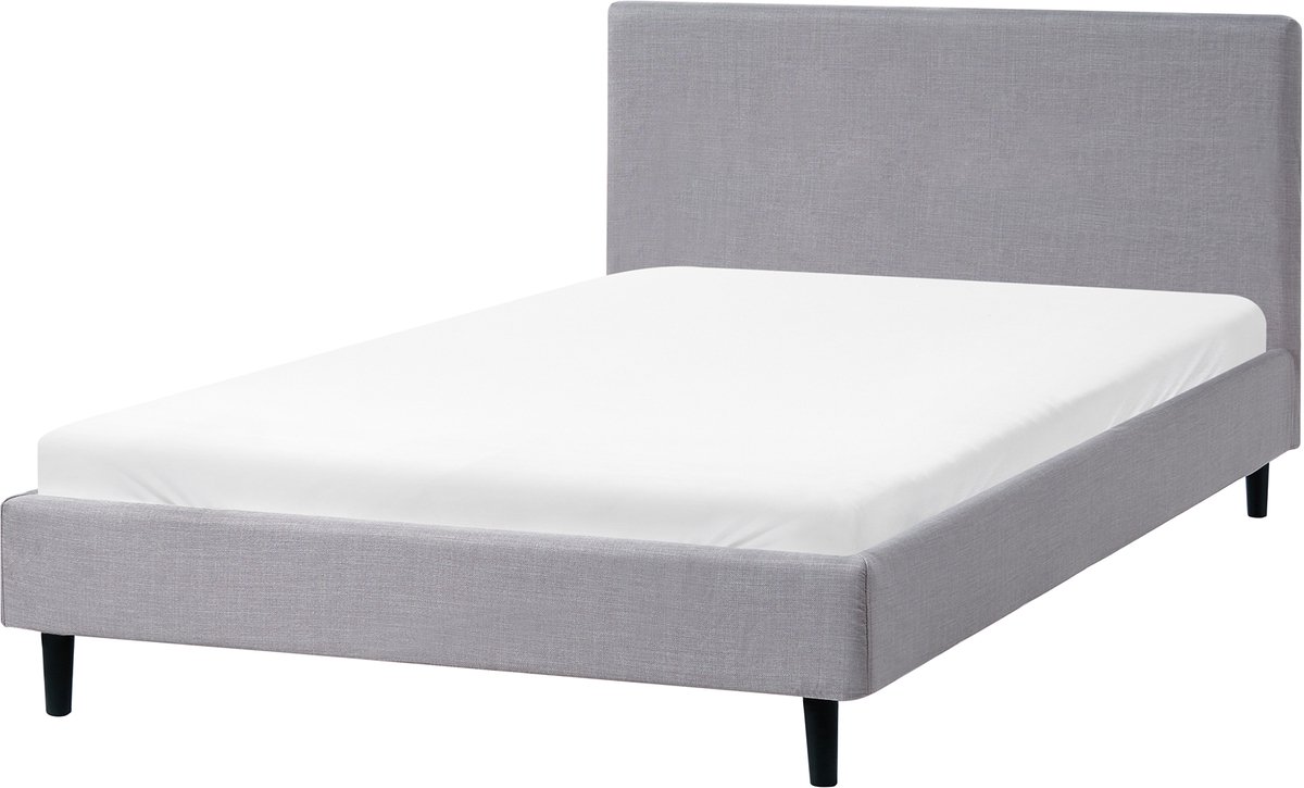 Beliani FITOU - Tweepersoonsbed - Lichtgrijs - 120 x 200 cm - Polyester