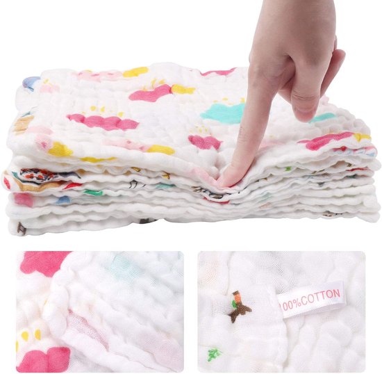 100% Katoenen Mousseline Babyhanddoeken 10-Pack - Zacht en Herbruikbaar voor Pasgeborenen van MyBearlY — afbeelding 5
