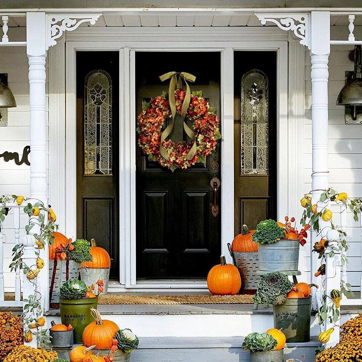 Herfstkrans Deurdecoratie - Halloween Krans - Kerstkrans - Kunstbloemen - Pompoenen Decoratie - 40 Cm – foto 6