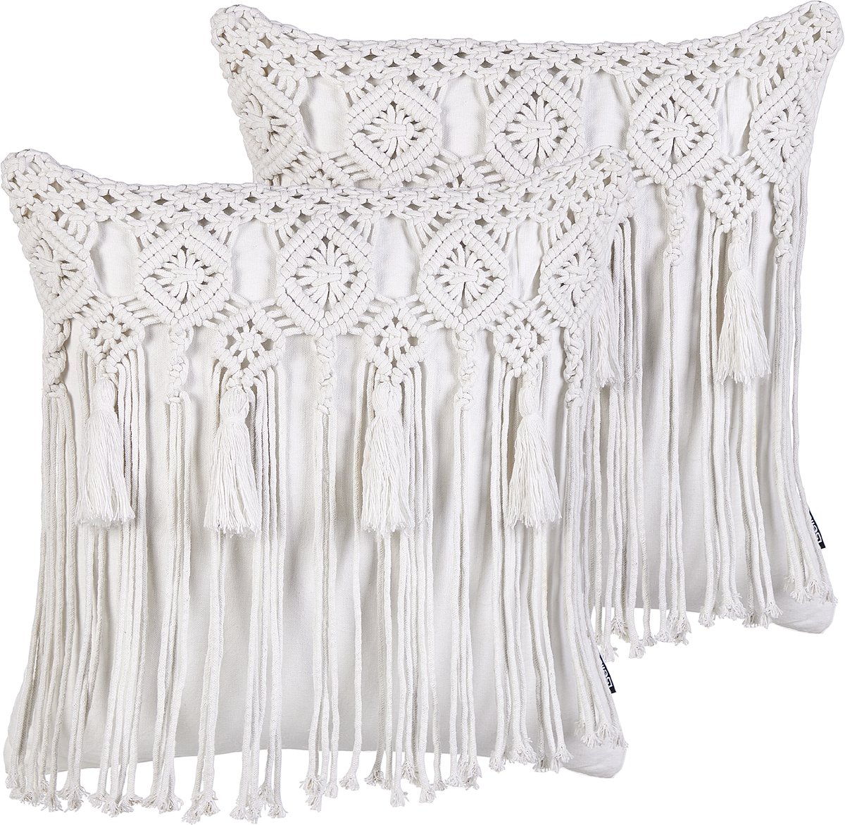 Beliani BAMIAN - Sierkussen set van 2 - Gebroken wit - 45 x 45 cm - Katoen