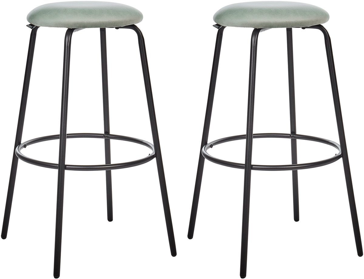 MORTON - Barkruk set van 2 - Mintgroen - Fluweel