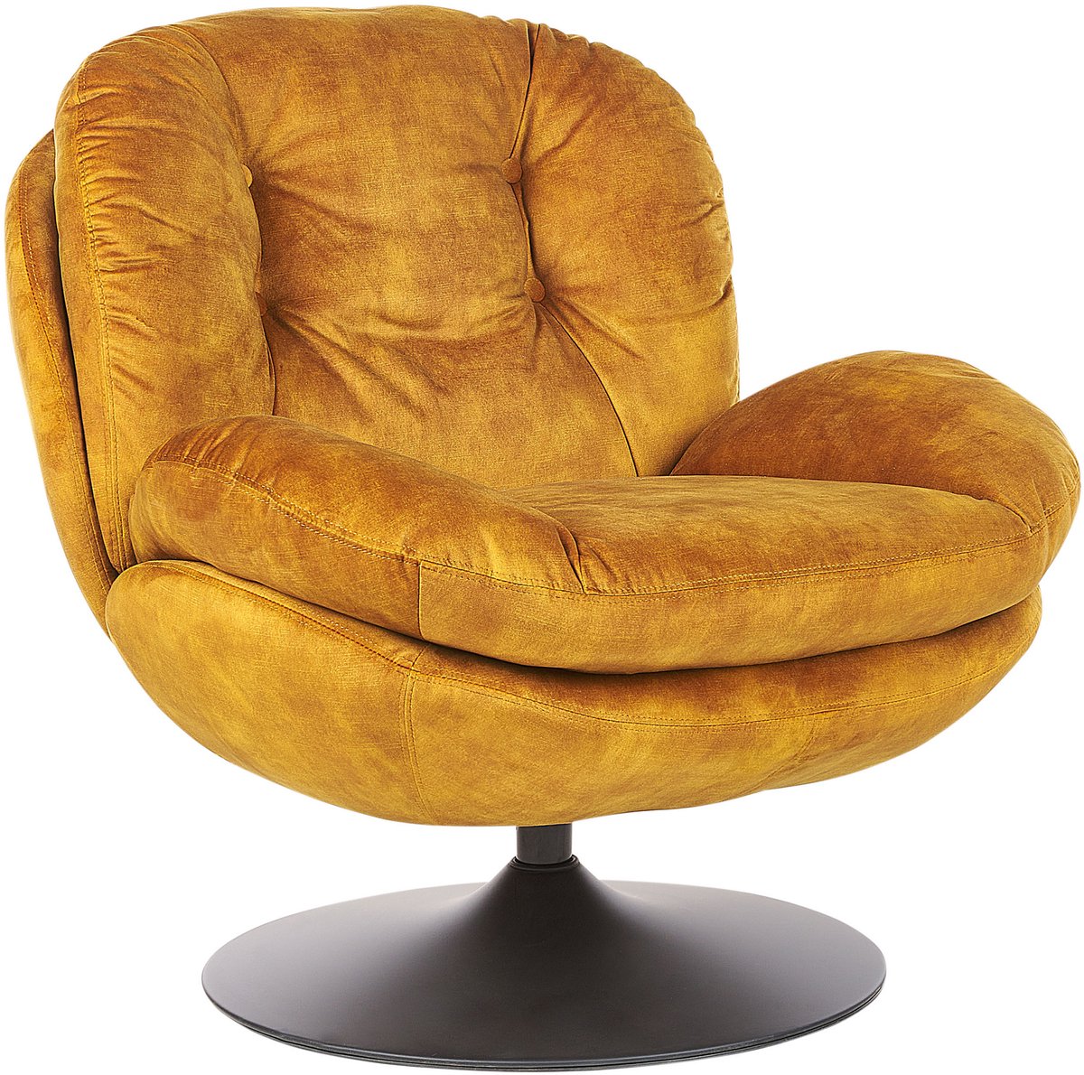 NOLVIK - Fauteuil - Mosterdgeel - Fluweel