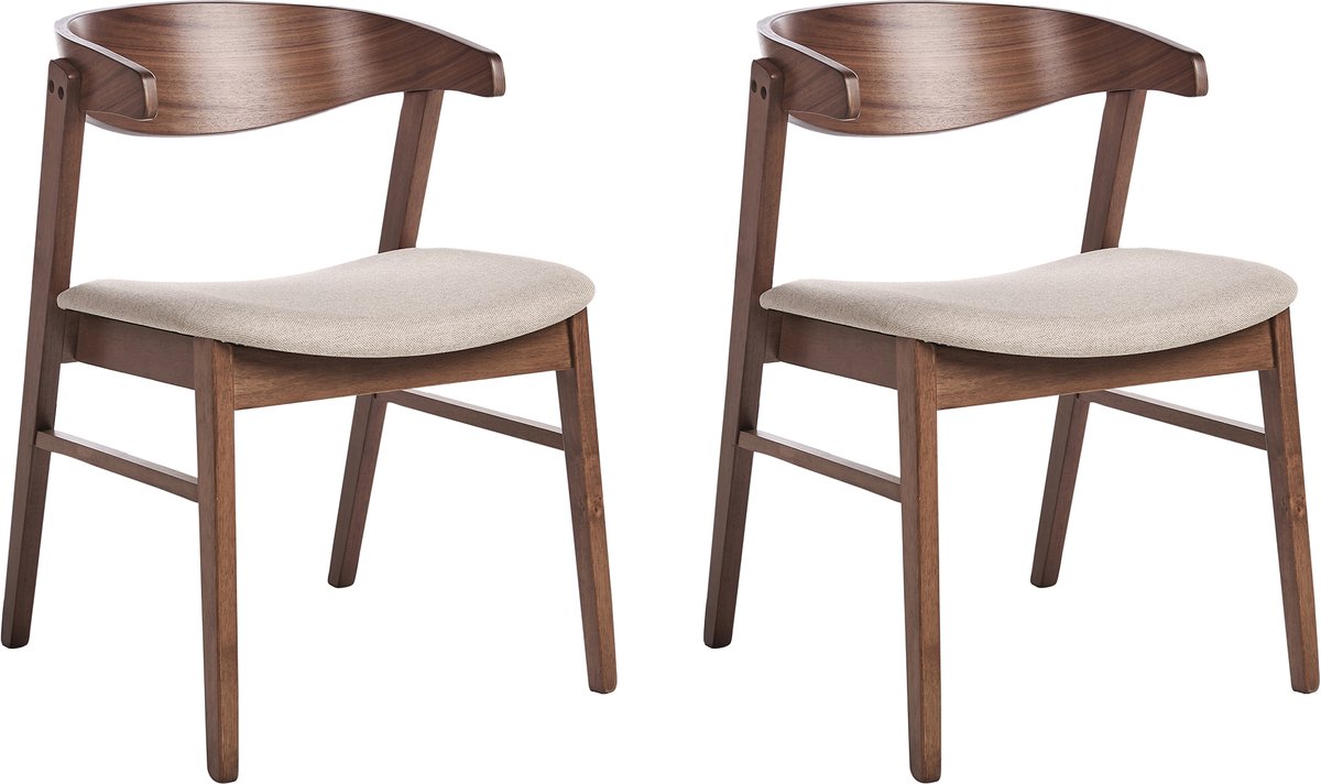 LILLY - Eetkamerstoel set van 2 - Bruin/Beige - Polyester