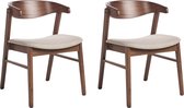 LILLY - Lot de 2 chaises de salle à manger - Bois foncé/Beige - Polyester