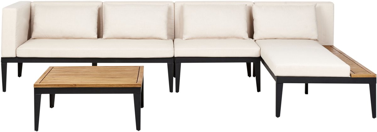 Beliani BRACCIANO - Loungeset 4-zits - Lichtbeige - Links - Acaciahout