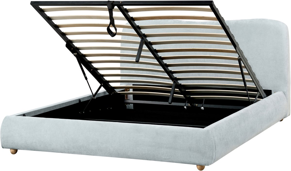 BLAGNAC - Bed met opbergruimte - Lichtblauw - 160 x 200 cm - Stof