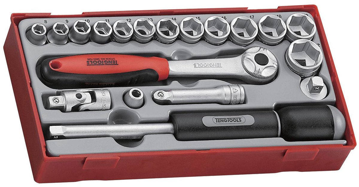 Doppenset TT1 tray 3/8" 8-22mm 19 delig 6 kant Teng Tools
