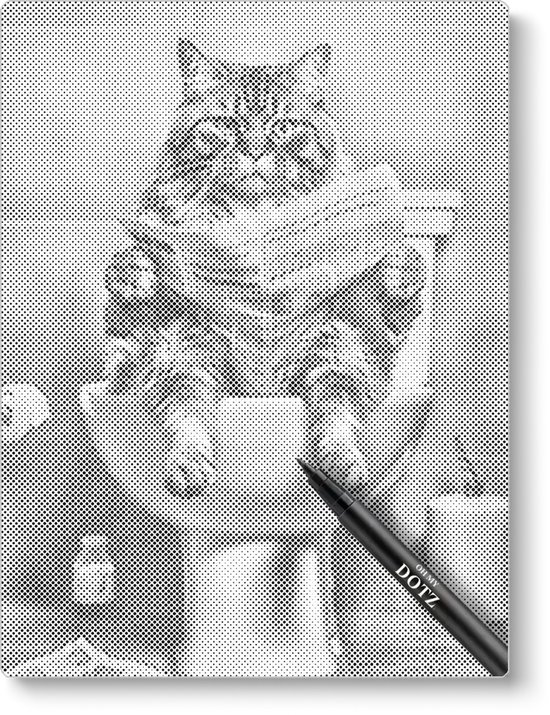 Chat sur les toilettes | Peinture par points | 40x50cm (le plus choisi) | Toile lâche | Peinture au Diamond et Peinture par numéro alternative | Peinture en pointillé