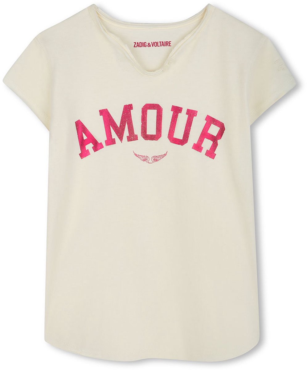Zadig & Voltaire X60313 T-shirt Met Korte Mouwen Beige 8 Years Meisjes